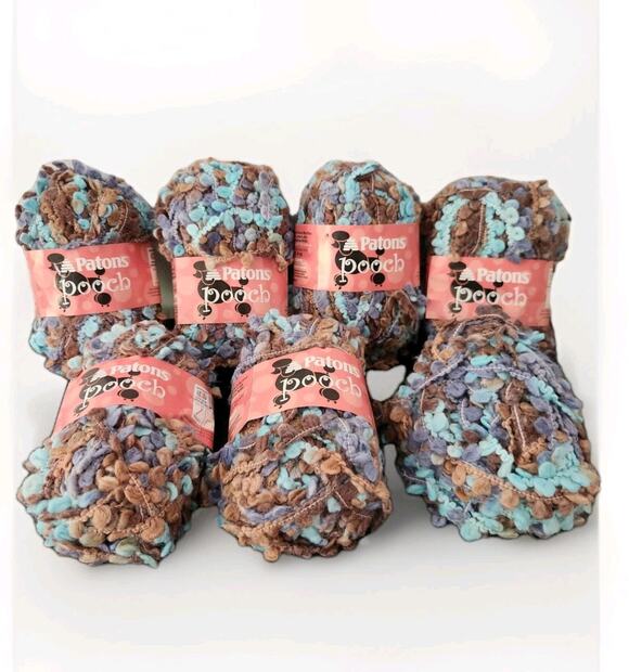 Patons Other - Patons Pooch Yarn Lot 7 Skeins Super Bulky 6 Boucle Textured In Blue Point